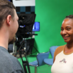 Sherelle working on set with JDS Creative Academy’s production team during her externship program.